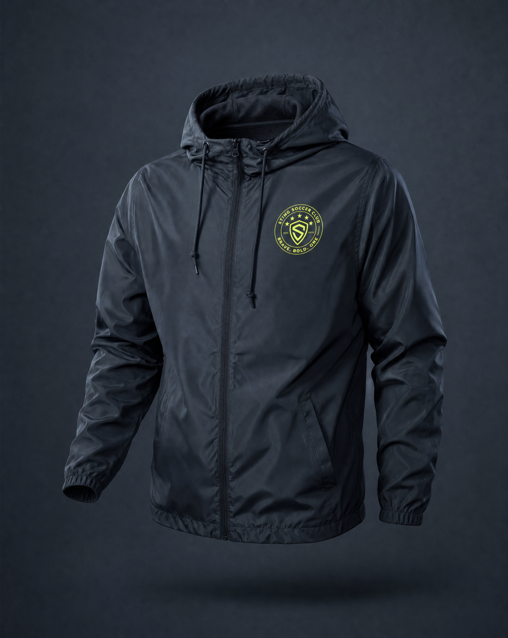 Sting Soccer Sideline | Neon & Navy Unisex Windbreaker
