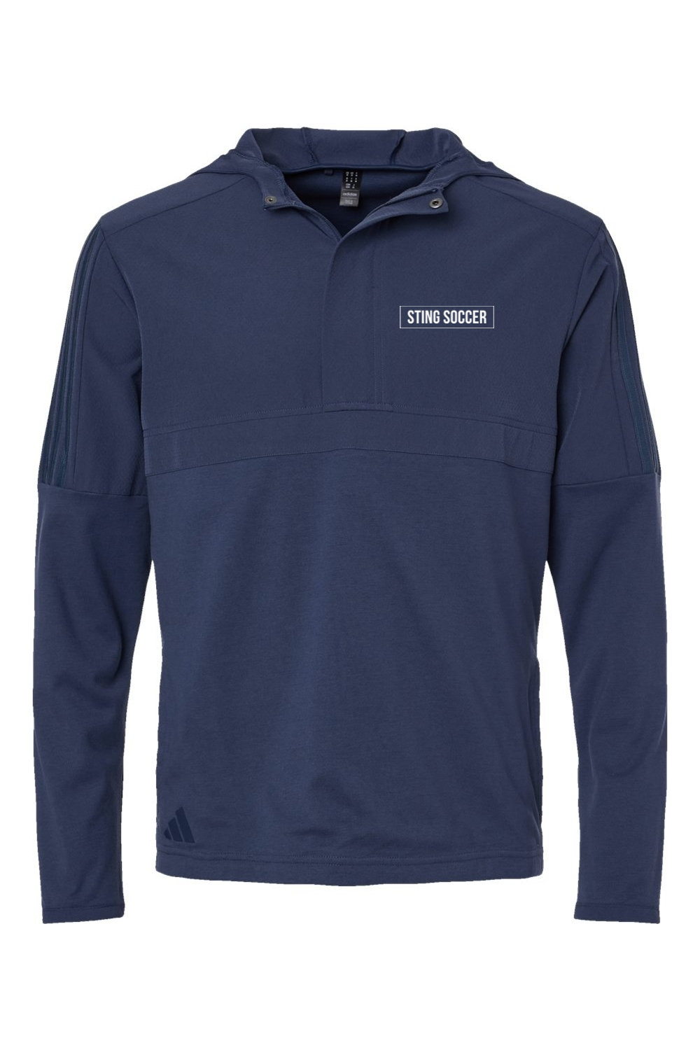 Navy pullover with a hood on a white background